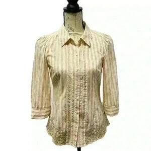 Anthropologie Floreat Stripe Button Down Blouse For Women Size 2